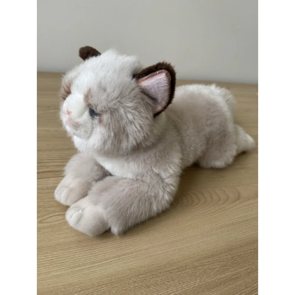 Realistic Blue Eyed Persian Cat Plush Fluffy Kitten Stuffed Animal Toy